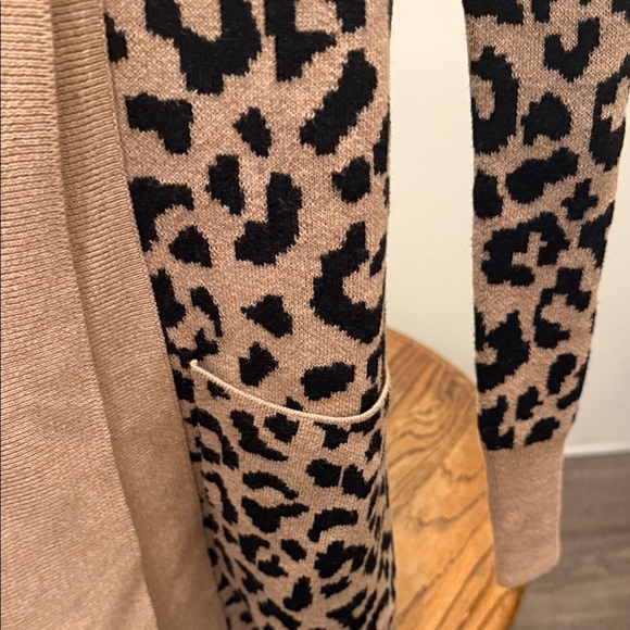 Ruby Moon Leopard Open Front Cardigan in Tan/Black Cozy Sz XS Eclectic Grandma - Picture 4 of 9